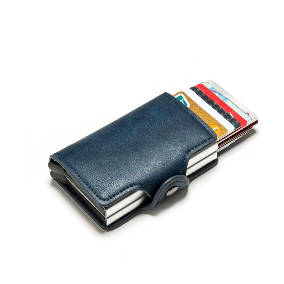 Only-bags.store Automatische RFID-Kartenhalter, Rfid-Blockierung Double Box Metall Brieftasche, -Kartenhalter Aluminiumlegierung Karte Brieftaschen, Slim Pop-up Wallet, Ideal Geschenk für Männer  