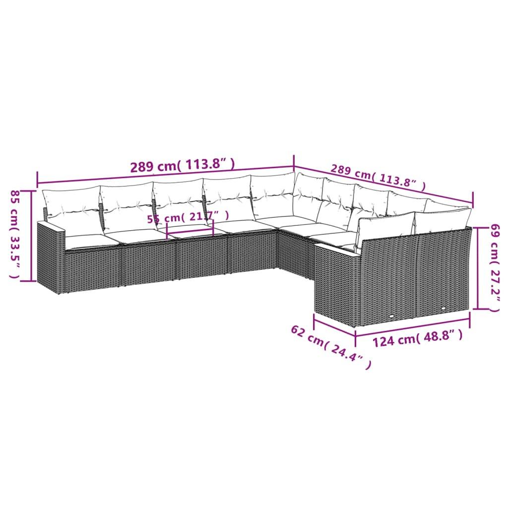 VidaXL Ensemble de canapés de jardin rotin synthétique  