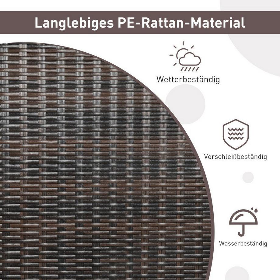 Northix Schaukelbank für Draußen Hängebank aus PE-Rattan mit 2 Seilen 131 x 68 x 54 cm  