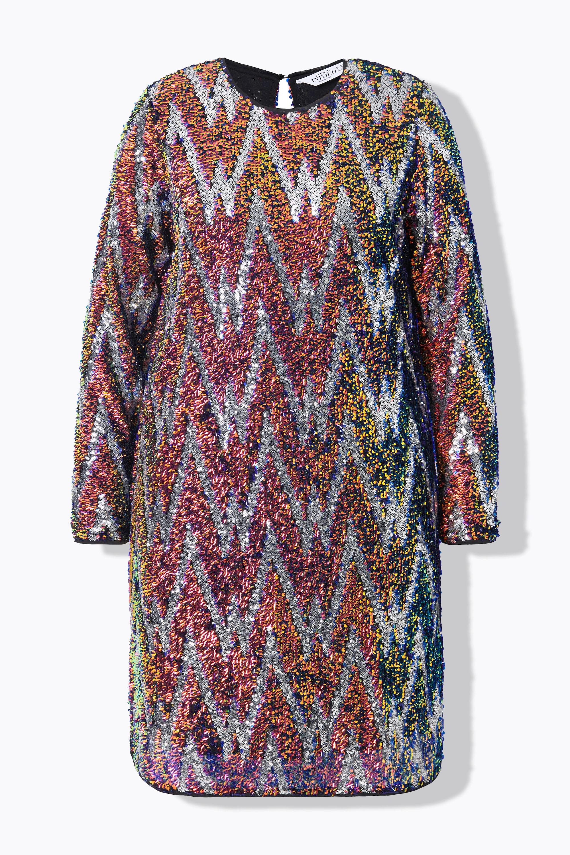 Studio Untold Abito A-Line Paillettes Zigzag Maniche Lunghe  