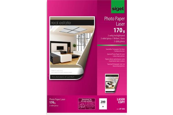 Sigel SIGEL Photo Paper Laser A4 LP342 170g glossy doppels.200 Bl.  