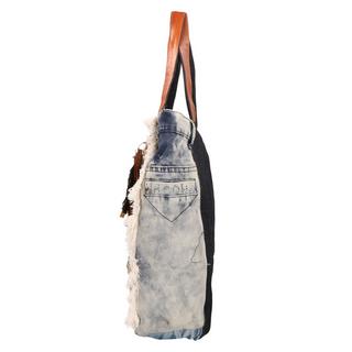 Gave Lux  Shultertasche Genuine leather + jeans and canvas women's shoulder tote bag. Product entirely built with recovery and/or recycled materials. 