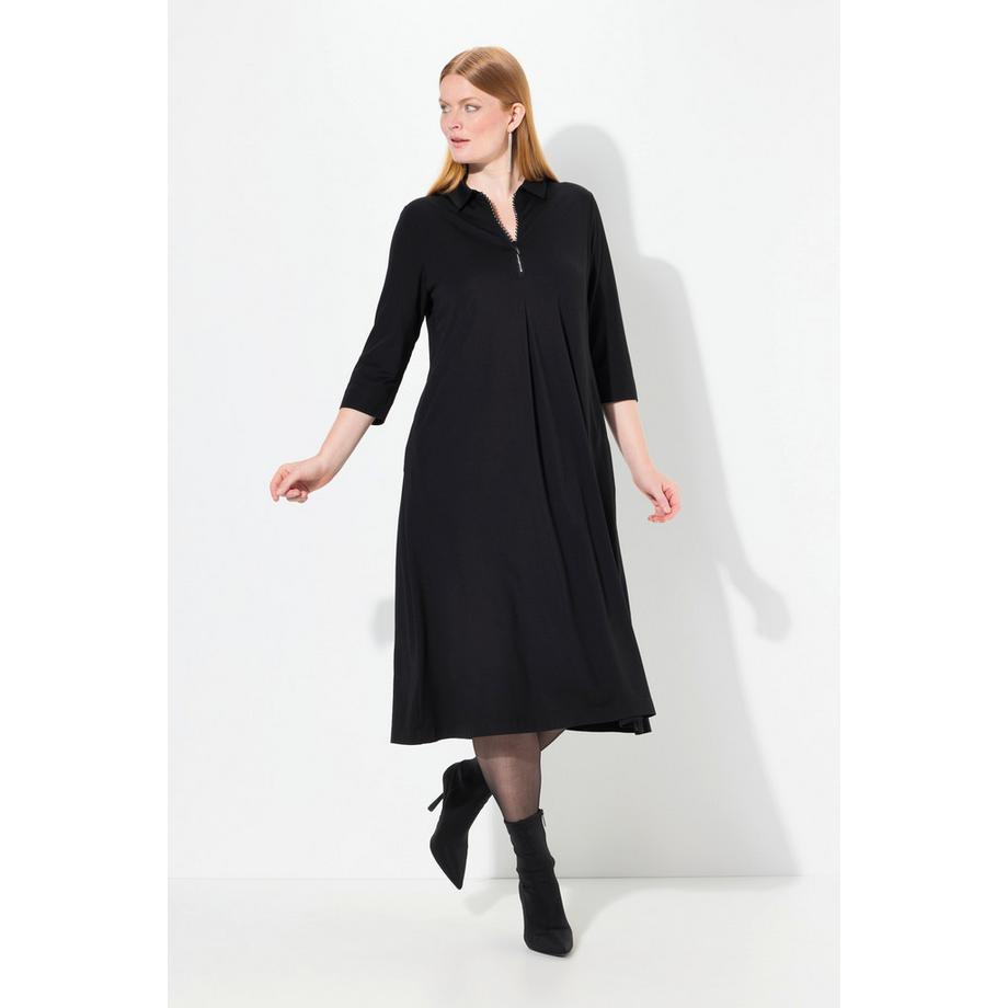 Ulla Popken Puntokleid Glitzer-Reißverschluss 3/4-Arm  