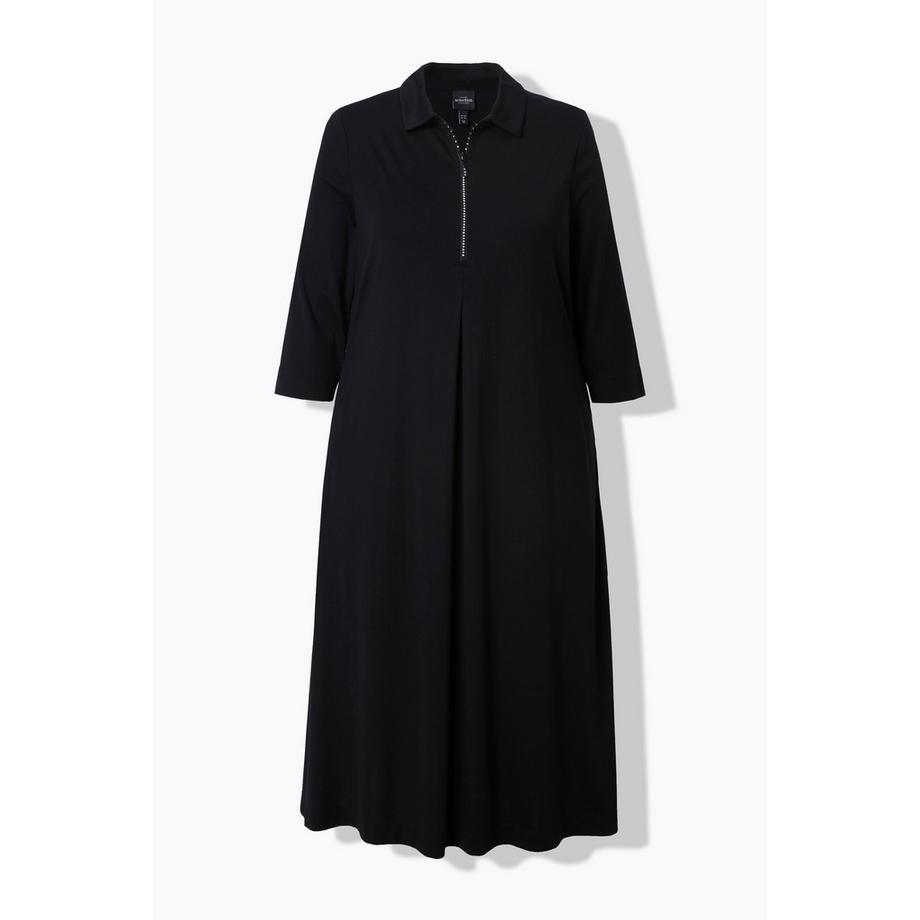 Ulla Popken Puntokleid Glitzer-Reißverschluss 3/4-Arm  