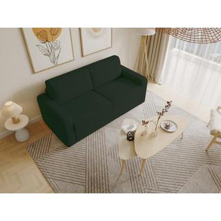 Vente-unique Divano letto 3 posti a ribalta Posto letto 140 cm Materasso 14 cm in Velluto a coste Verde abete - BEVIS  