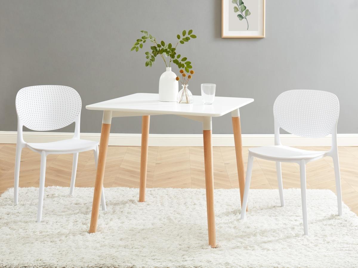 Vente-unique Lot de 6 chaises empilables en polypropylène - Blanc - CARETANE  