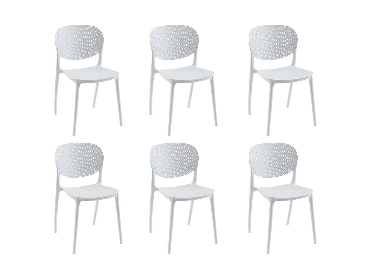 Vente-unique Lot de 6 chaises empilables en polypropylène - Blanc - CARETANE  