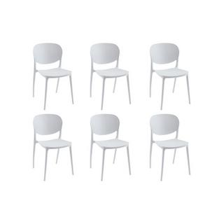 Vente-unique Lot de 6 chaises empilables en polypropylène - Blanc - CARETANE  