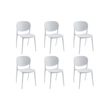 Lot de 6 chaises empilables en polypropylène - Blanc - CARETANE