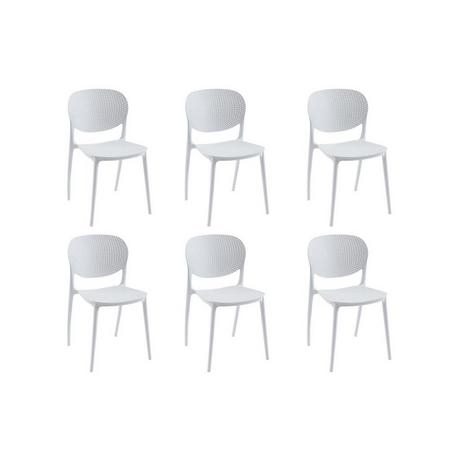 Vente-unique Lot de 6 chaises empilables en polypropylène - Blanc - CARETANE  