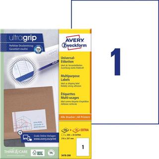 Avery-Zweckform Universal-Etiketten 210 x 297 mm Papier Weiß 200 St. Permanent haftend Farblaserdrucker  