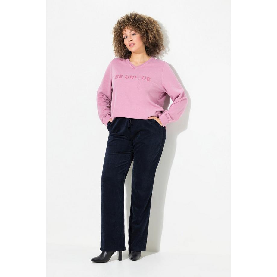 Ulla Popken Pantalon Velours Côtelé Ruby Matière Extensible Taille Élastique Cordon Serrage  