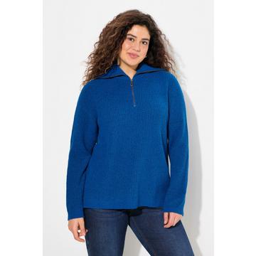 Maglione polo con collo alto, zip e maniche lunghe