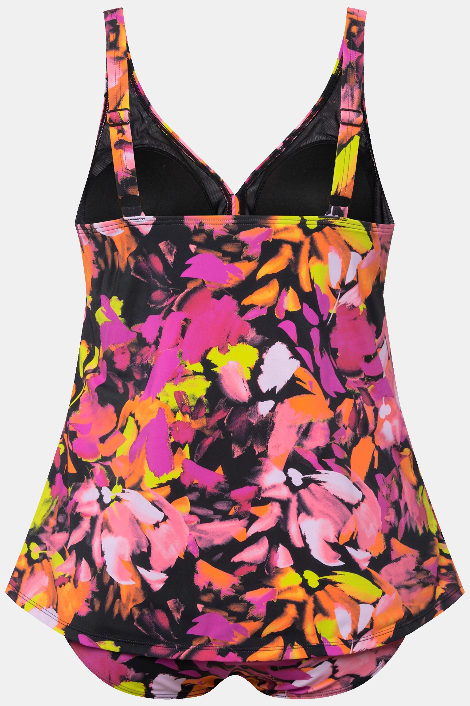 Ulla Popken  Tankini con volant, coppe morbide, spalline larghe e materiale riciclato 