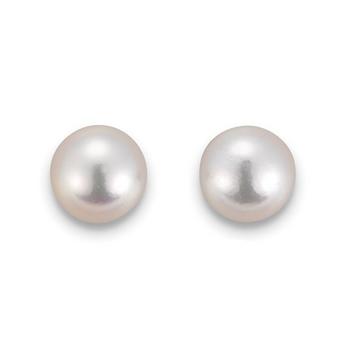 Clous d'oreilles Akoya perles or blanc 750, 6.0-6.5mm