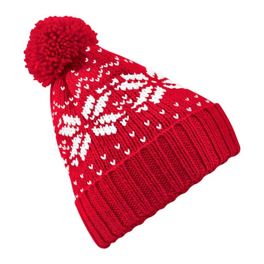 Beechfield Bonnet tricoté Snowstar avec pompon  