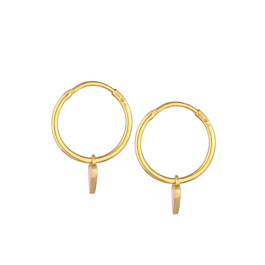Elli  Boucles d'Oreilles Femmes Créoles Cœurs Pastel Avec Émail 
