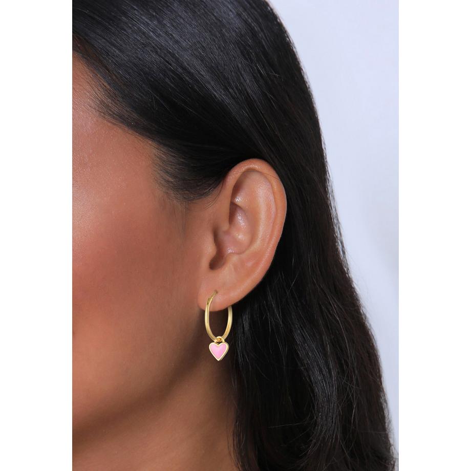 Elli  Boucles d'Oreilles Femmes Créoles Cœurs Pastel Avec Émail 