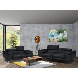 LINEA SOFA Divano 3+2 posti in pelle di bufalo nero GRETEL  