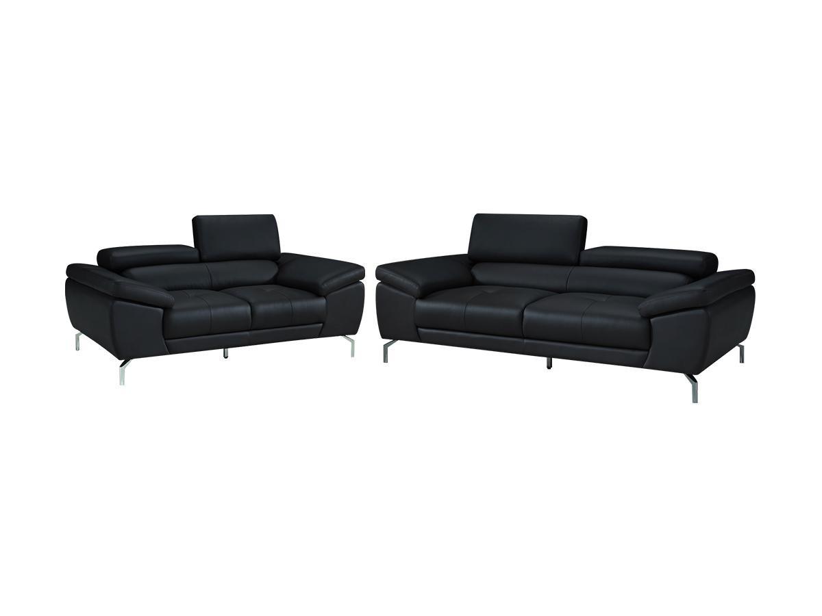 LINEA SOFA Divano 3+2 posti in pelle di bufalo nero GRETEL  