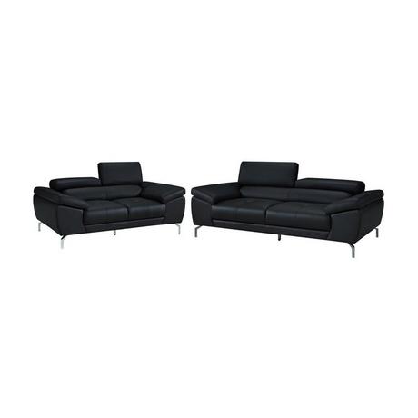 LINEA SOFA Divano 3+2 posti in pelle di bufalo nero GRETEL  