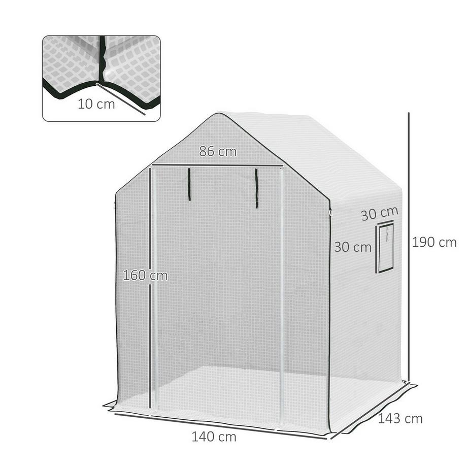 Northio Ersatzfolie Gewächshausfolie mit UV-Schutz, Seitenfenster, Rolltür, Ersatzabdeckung, PE-Folie für Tomatenhaus, Treibhaus, Weiß, 140 x 143 x 190 cm  