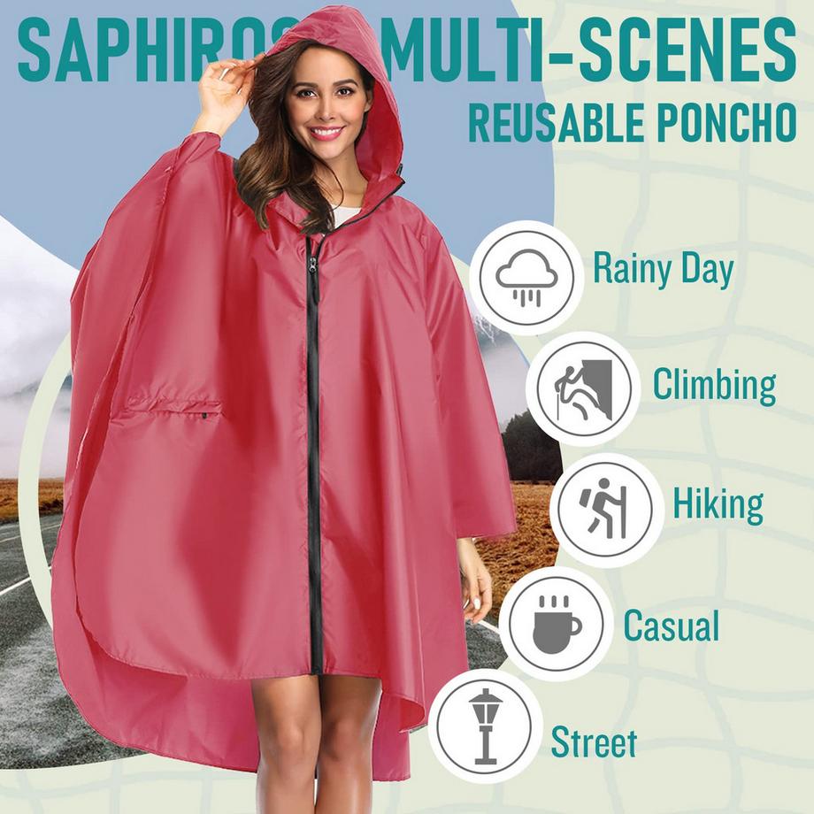 Alopini Cape de Pluie à Capuche Fermeture Éclair Imperméable Réutilisable  