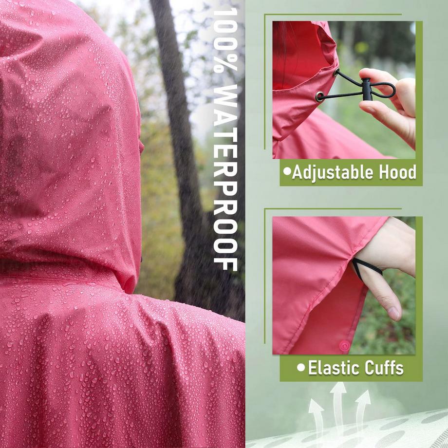 Alopini Cape de Pluie à Capuche Fermeture Éclair Imperméable Réutilisable  