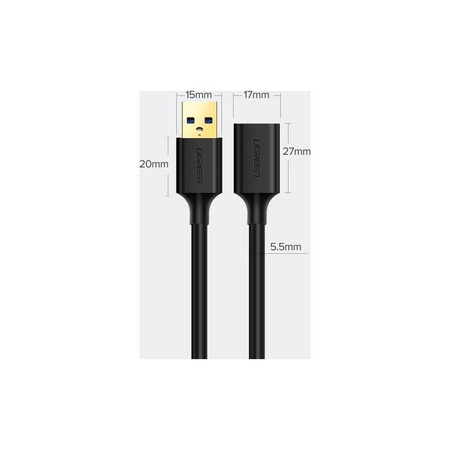 UGREEN  Ugreen USB-A 3.0 (Buchse) auf USB-A 3.0 (Stecker) Verlängerungskabel, 1,5 m – Schwarz 