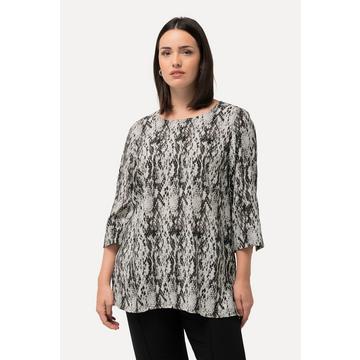 Blouse, imprimé serpent, coupe évasée, col rond, manches 3/4