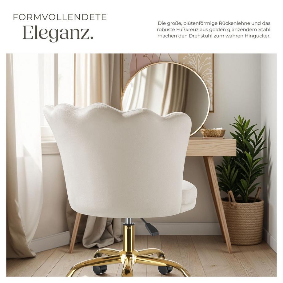 Tectake Drehstuhl Stella dick gepolstert, mit Samtbezug stufenlos höhenverstellbar, 360° drehbar  