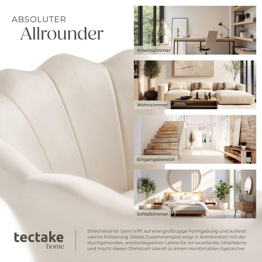 Tectake Chaise pivotante STELLA épais rembourrage et revêtement en velours  