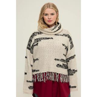 Studio Untold Maglione dolcevita oversize in maglia jacquard con frange  