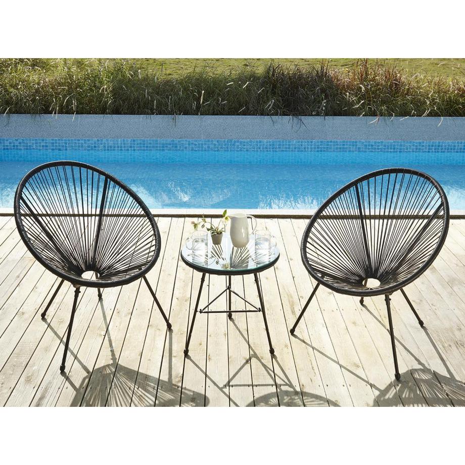 Vente-unique Lot de 2 fauteuils de jardin en fils de résine tressés Noir - ALIOS III de MYLIA  