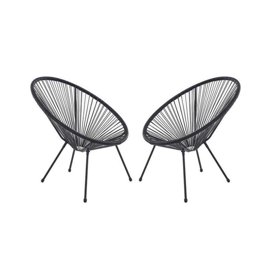 Lot de 2 fauteuils de jardin en fils de résine tressés Noir - ALIOS III de MYLIA
