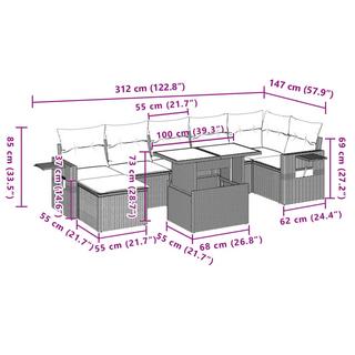 VidaXL set divano da giardino Polirattan  