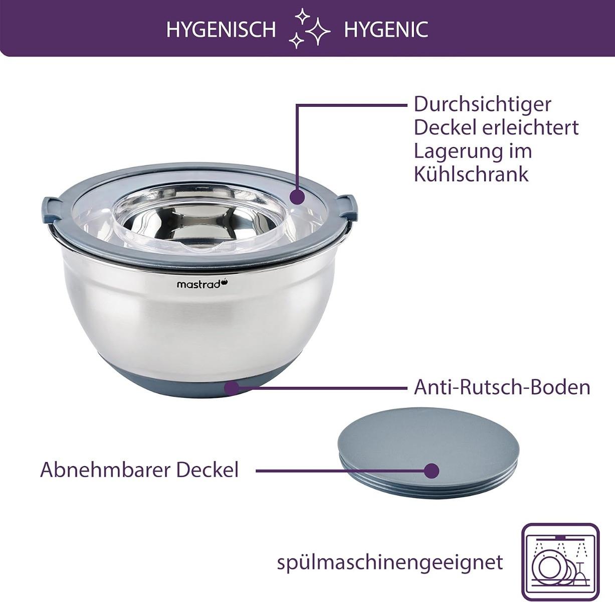 mastrad Rührschüssel mit Spritzschutzdeckel 20cm  