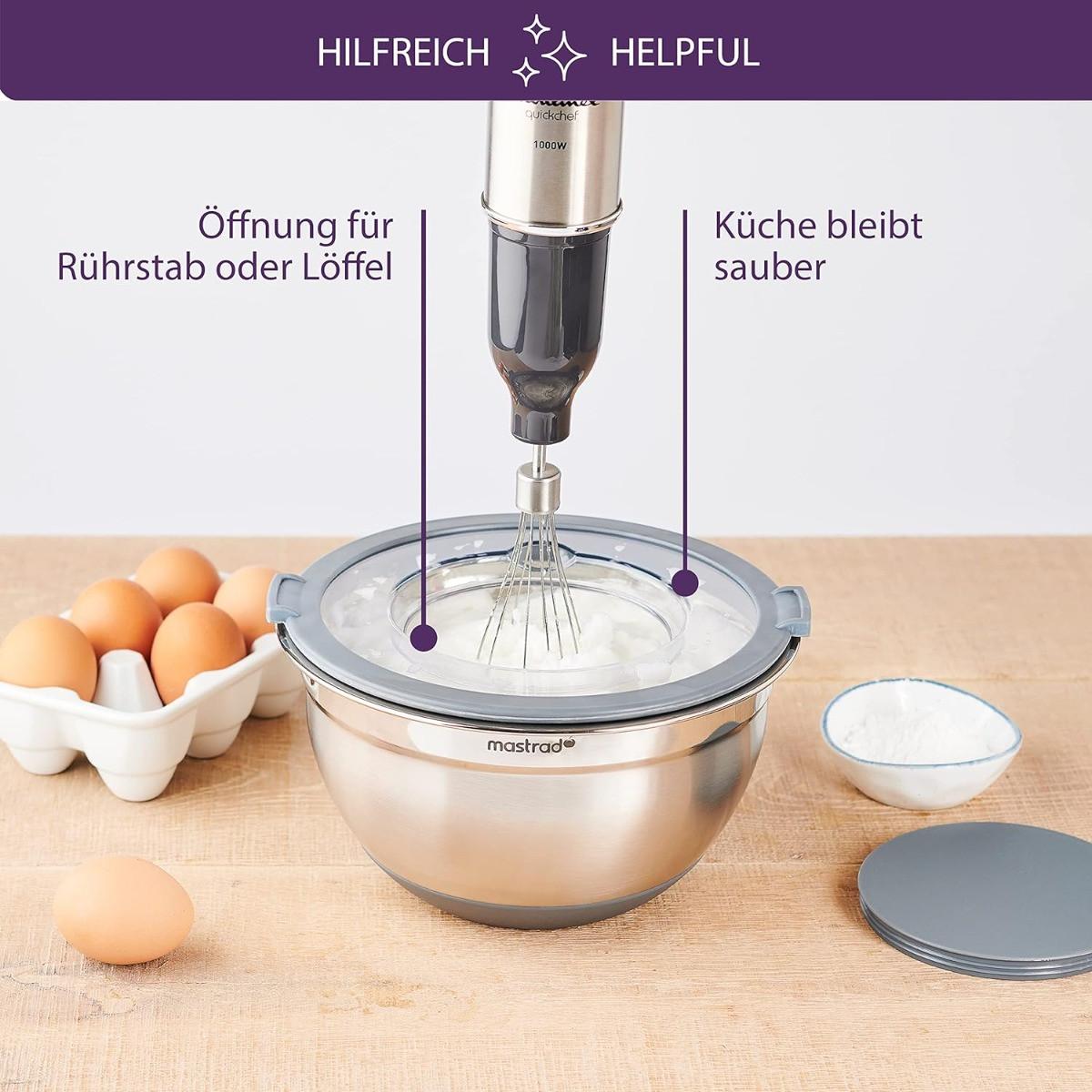 mastrad Rührschüssel mit Spritzschutzdeckel 20cm  
