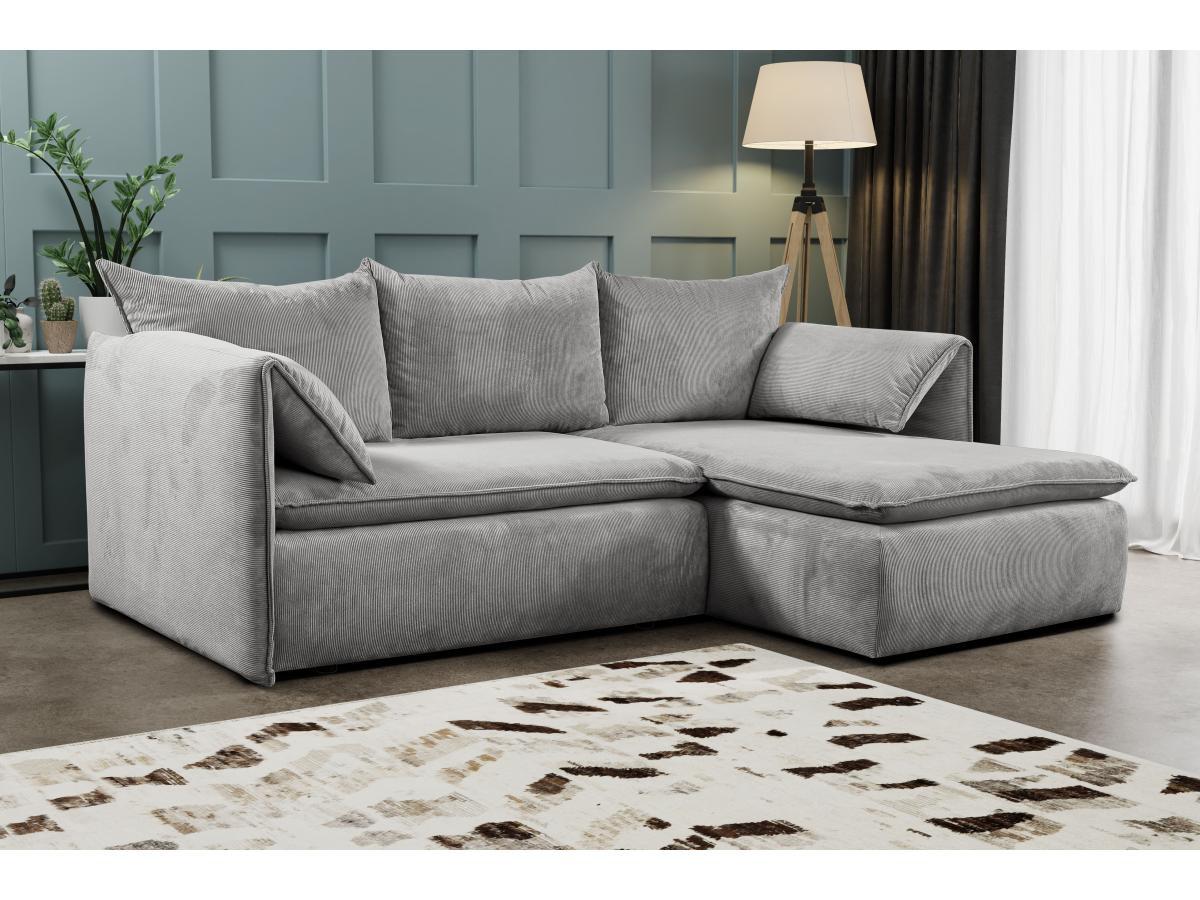 PASCAL MORABITO Canapé d'angle conible en velours côtelé TEODORA de PASCAL MORABITO Angle droit  