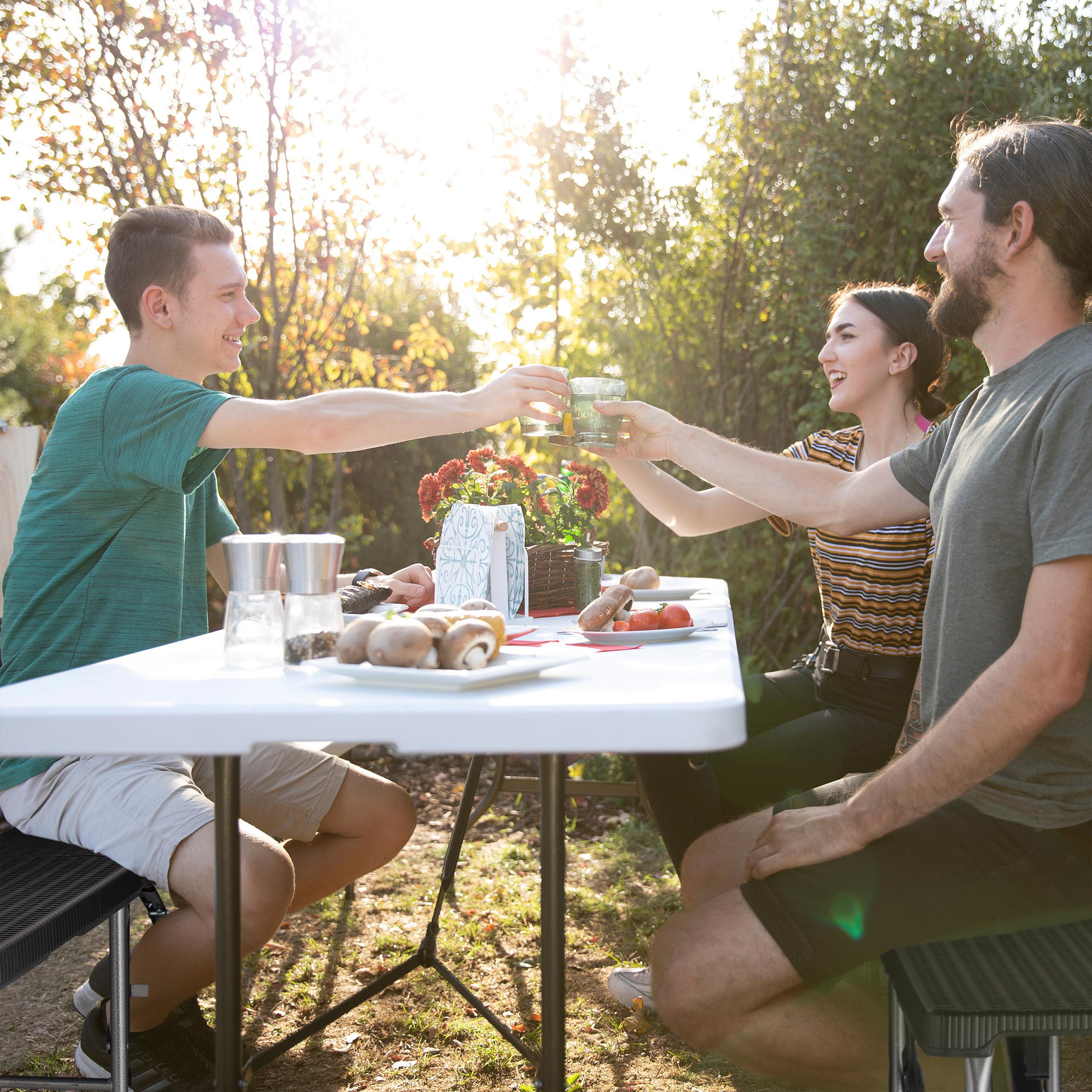 Northix 2x Bancs pliants noirs  