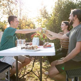 Northix 2x Bancs pliants noirs  