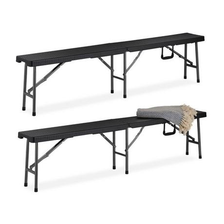 Northix 2x Bancs pliants noirs  