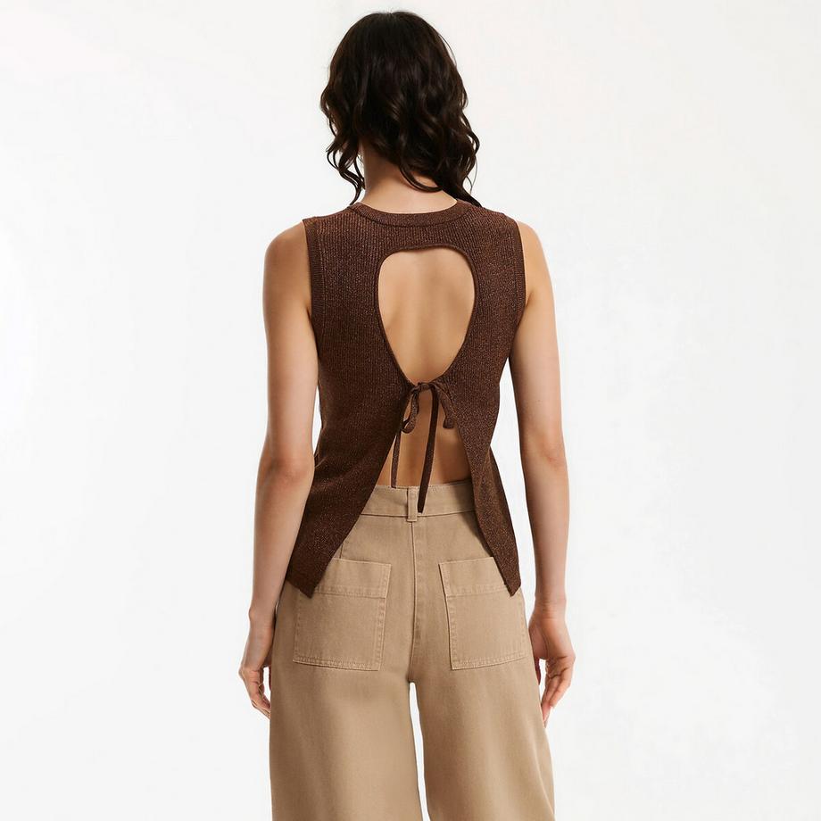 La Redoute Collections Top Senza Maniche in Maglia Lucida con Schiena Aperta  