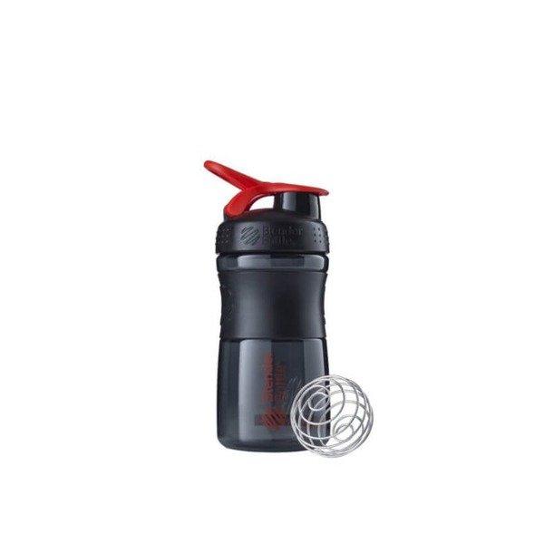 Blender Bottle  20oz / 590ml BlenderBottle SportMixer Flip, Black/Red 