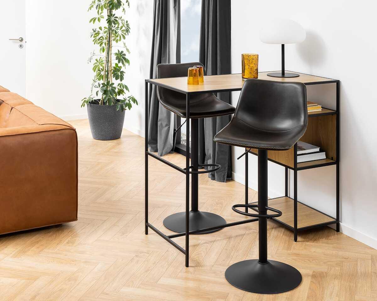 mutoni Tabouret de bar Barnstable avec fonction pivotante noir  