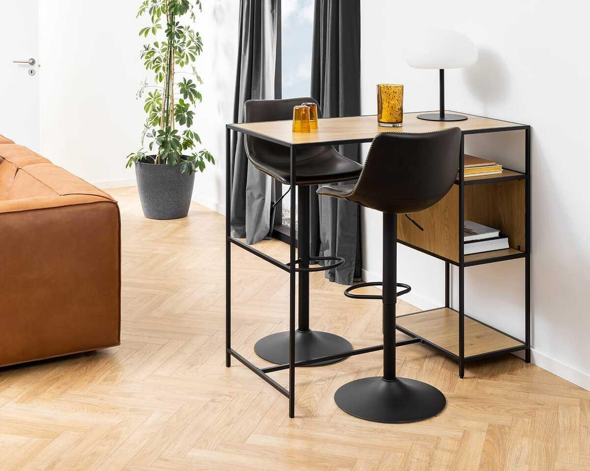 mutoni Tabouret de bar Barnstable avec fonction pivotante noir  