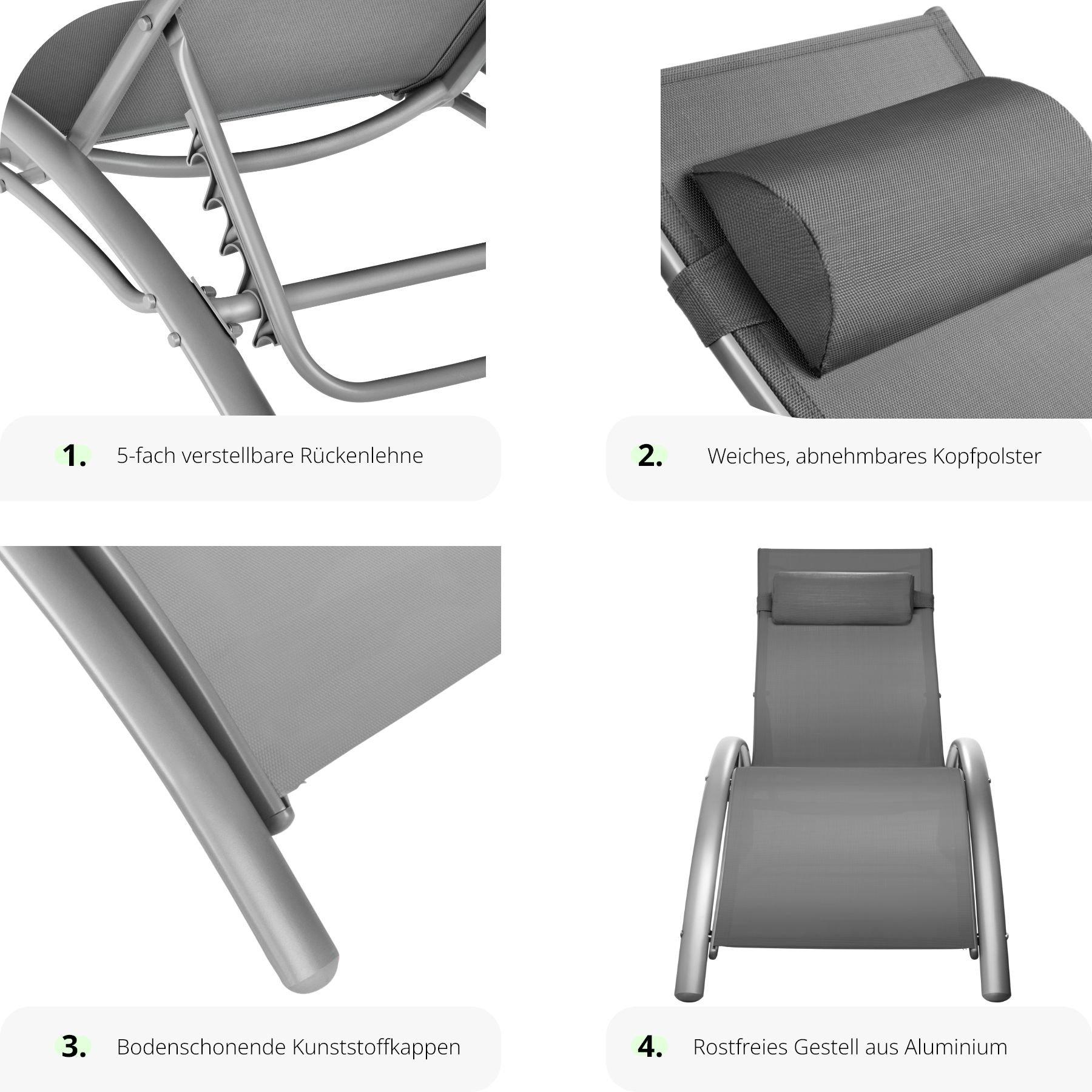 Tectake 2er Set Gartenliege mit Aluminiumgestell  