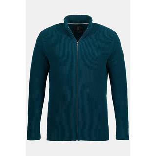 JP1880  Cardigan in maglia grossa a costine con collo alto e zip 