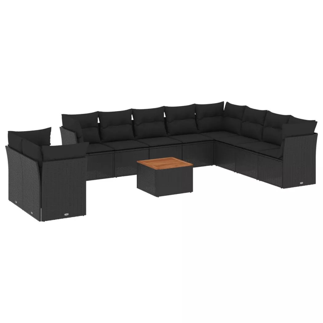 VidaXL - Garten sofagarnitur poly-rattan, One Size, Schwarz