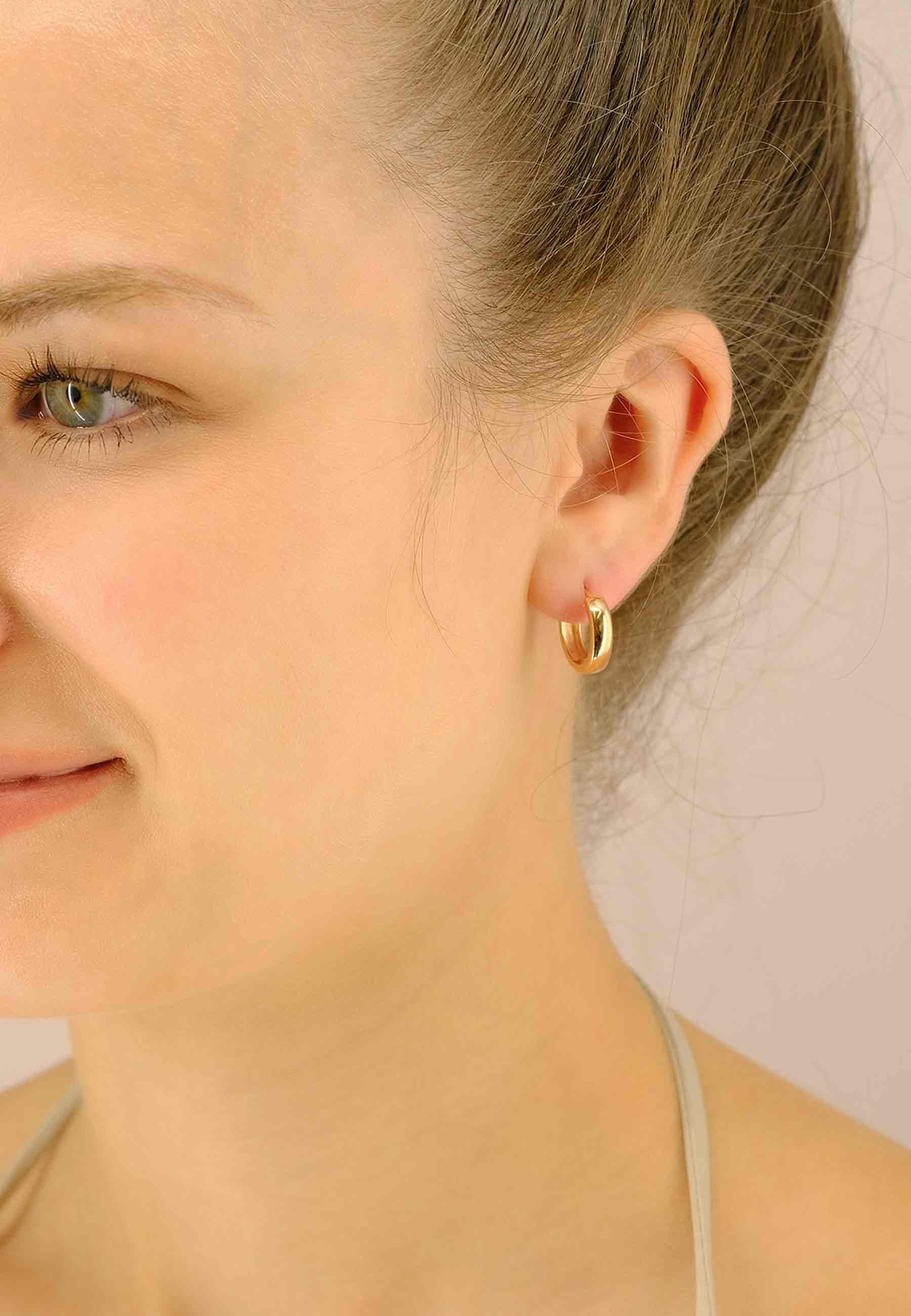 MUAU Schmuck  Creolen Rotgold 750 U-Profil Scharnier 15mm 